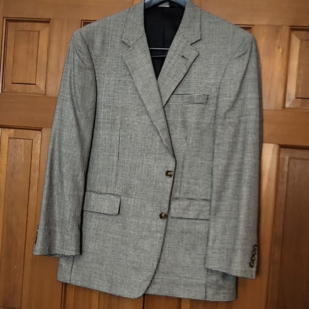 JOS A BANK Black/White Houndstooth check 2Btn 44 Reg